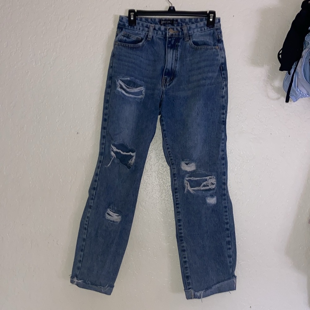 Nasty Gal Cropped Ripped Jeans - Picture 2 of 6